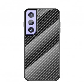 Samsung Galaxy S21 5G getemperd glas Carbon Fiber Case
