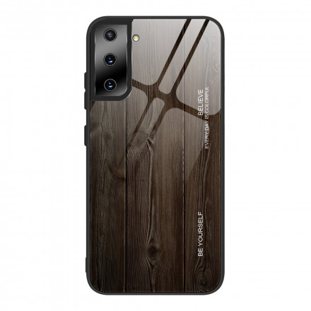 Samsung Galaxy S21 Ultra 5G getemperd glas hoesje houten ontwerp