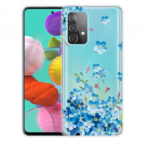 Samsung Galaxy A52 5G Blauwe Bloemen Hoesje