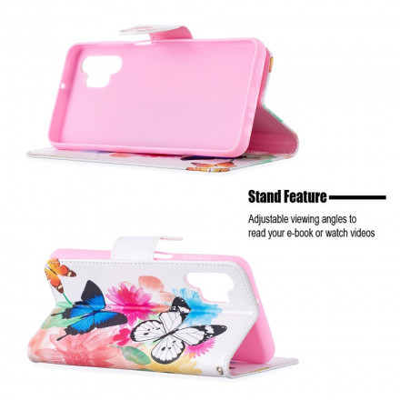 Samsung Galaxy A32 5G hoesje beschilderde vlinders en bloemen