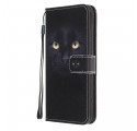Samsung Galaxy A32 5G zwart kat oog case met riem