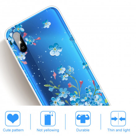 Xiaomi Redmi 9A Blauwe Bloemen Hoesje