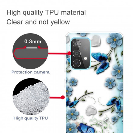 Samsung Galaxy A52 5G duidelijk geval vlinders en bloemen Retro