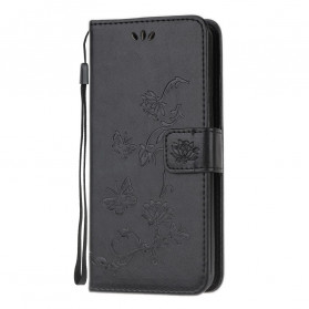 Samsung Galaxy A32 5G Hoesje Vlinders en Bloemen met Koord