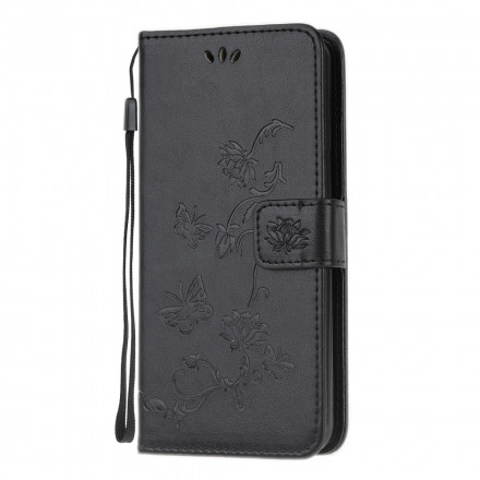 Samsung Galaxy A32 5G Hoesje Vlinders en Bloemen met Koord