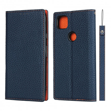 Flip Cover Google Pixel 4a lederen riem echte Lychee