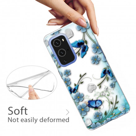 OnePlus 9 Pro Case Vlinders en Bloemen Retro