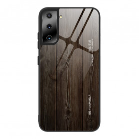 Samsung Galaxy S21 Plus 5G gehard glas case houten ontwerp