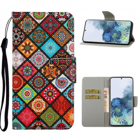 Samsung Galaxy S21 Ultra 5G Patchwork Mandala's Hoesje met Koord