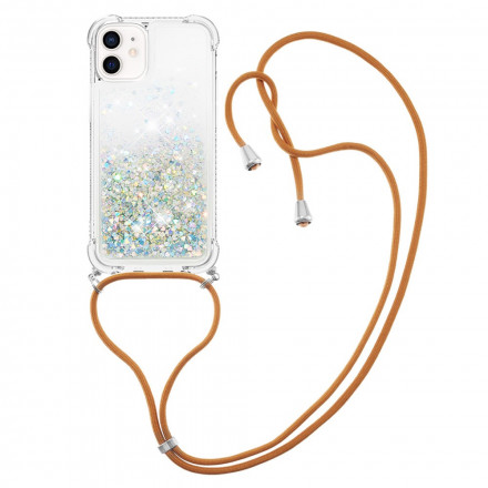 iPhone 12 Mini Glitter & String Hoesje