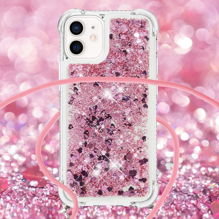 iPhone 12 Mini Glitter & String Hoesje