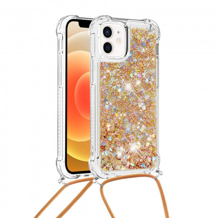 iPhone 12 Mini Glitter & String Hoesje