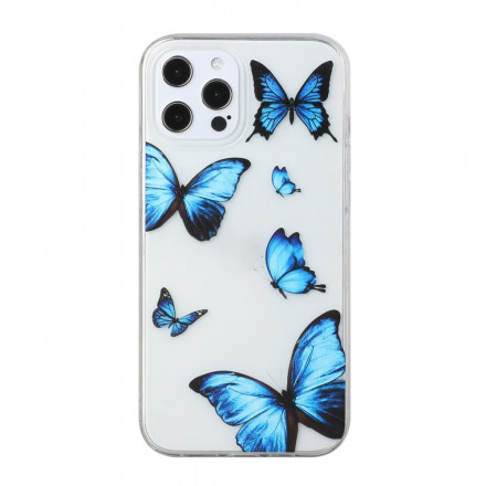 Case iPhone 12 / 12 Pro vlucht van blauwe vlinders