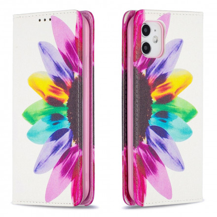 Flip cover iPhone 11 Waterverf Bloem
