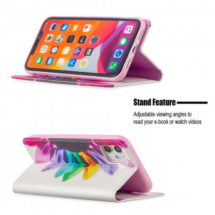 Flip cover iPhone 11 Waterverf Bloem
