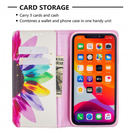 Flip cover iPhone 11 Waterverf Bloem
