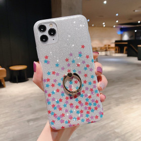 Coque iPhone 11 Pro Paillettes Étoiles Anneau-Support