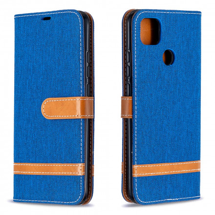 Xiaomi Redmi 9C stof en leer effect riem case