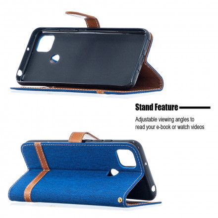 Xiaomi Redmi 9C stof en leer effect riem case