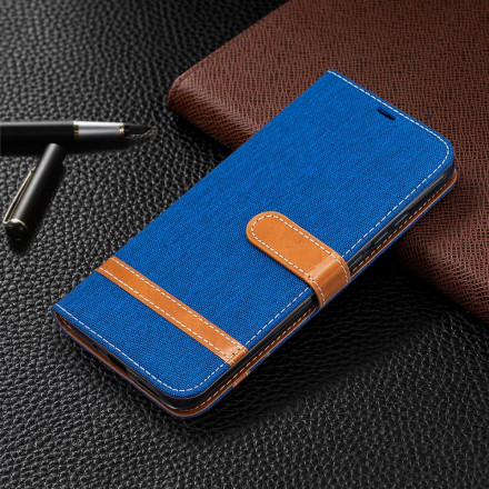 Xiaomi Redmi 9C stof en leer effect riem case