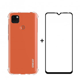 Xiaomi Redmi 9C Case Combo Hoesje en gehard glas ENKAY scherm