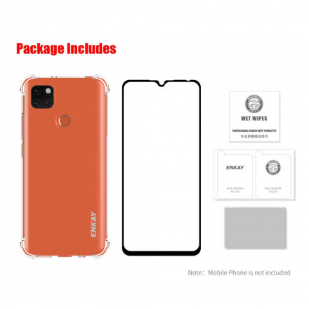 Xiaomi Redmi 9C Case Combo Hoesje en gehard glas ENKAY scherm