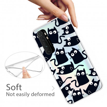Xiaomi Mi Note 10 Lite Hoesje Zwart Katten