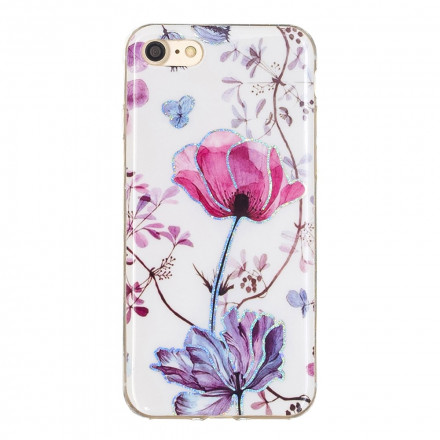 Case iPhone SE 2 / 8 / 7 Bloemen Glitter Ontwerp
