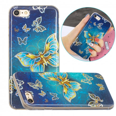 Case iPhone SE 2 / 8 / 7 Vlinder ontwerp Glitter