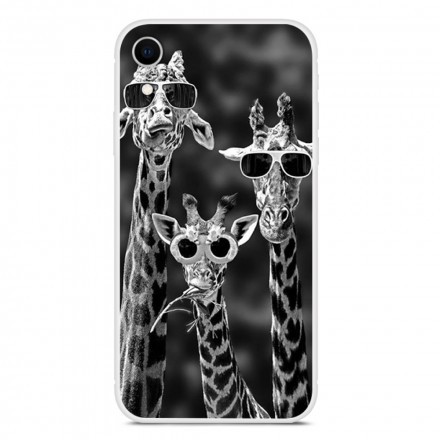 iPhone XR hoesje Giraffes met bril
