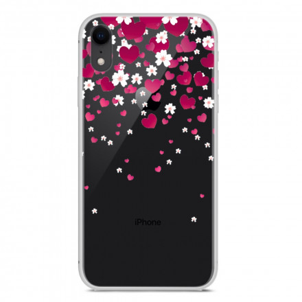 iPhone XR hoesje bloemen en hartjes