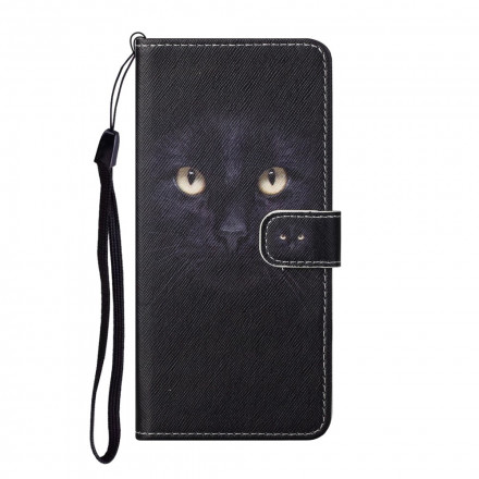 Samsung Galaxy A32 4G zwart kat oog case met riem