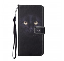 Samsung Galaxy A32 4G zwart kat oog case met riem