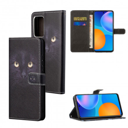 Samsung Galaxy A32 4G zwart kat oog case met riem