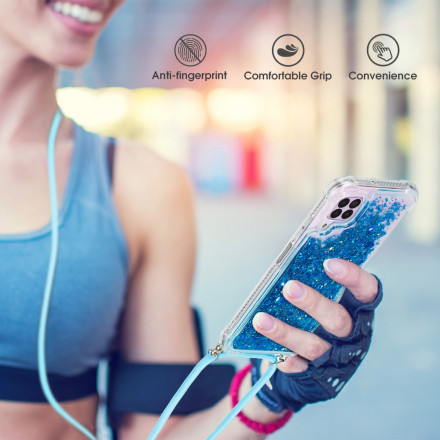 Samsung Galaxy A12 Glitter Hoesje met Lanyard