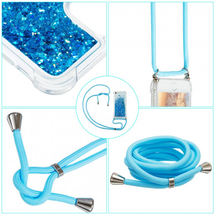 Samsung Galaxy A12 Glitter Hoesje met Lanyard