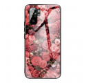 Xiaomi Redmi Note 10 / Note 10s gehard glas case roze bloemen