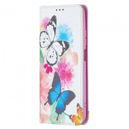 Flip Cover Xiaomi Redmi Note 10 / Note 10s gekleurde vlinders