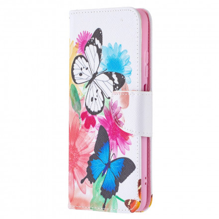 Xiaomi Redmi Note 10 / Note 10s vlinder en bloem geschilderde case