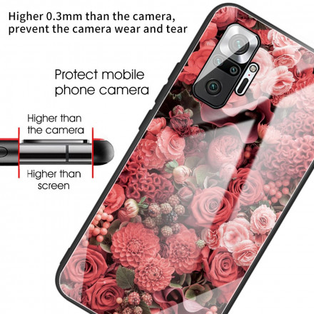 Xiaomi Redmi Note 10 Pro Hard Cover Glas Roze Bloemen