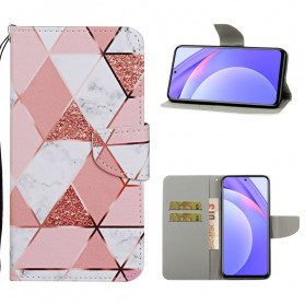 Xiaomi Mi 10T Lite 5G / Redmi Note 9 Pro 5G Marmer en Glitter geval met riem
