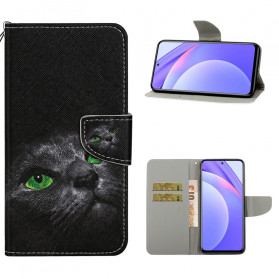 Xiaomi Mi 10T Lite 5G / Redmi Note 9 Pro 5G Green-Eyed Cat Case met riem