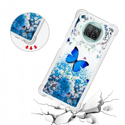 Xiaomi Mi 10T Lite 5G / Redmi Note 9 Pro 5G geval blauwe vlinders Glitter