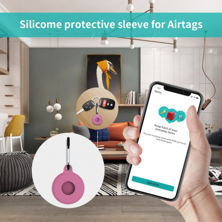AirTag beschermer met flexibele siliconen karabijnhaak