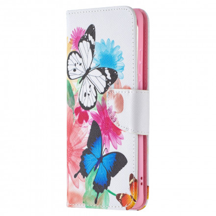 Huawei P50 Pro cover beschilderd met vlinders en bloemen