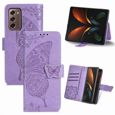 Samsung Galaxy Z Fold2 Vlinder design hoesje met riem