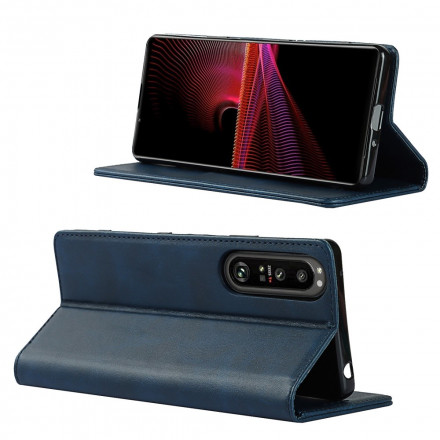 Flip cover Sony Xperia 1 III Echt Leer Klassiek