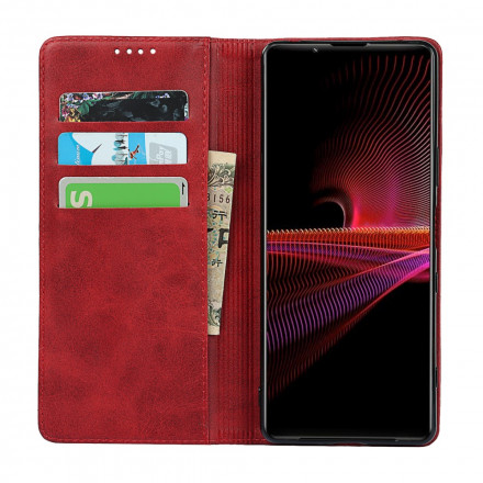 Flip cover Sony Xperia 1 III Echt Leer Klassiek