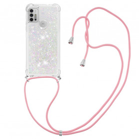 Moto G30 / Moto G10 Glitter Hoesje met koord