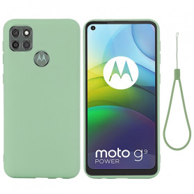 Moto G9 Power Vloeibaar Silicone Hoesje met Koord